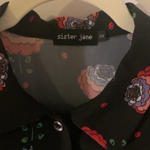 Sister Jane Black Floral Print Shirt Blouse - Picture 4 of 5